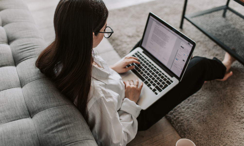 Woman working at home